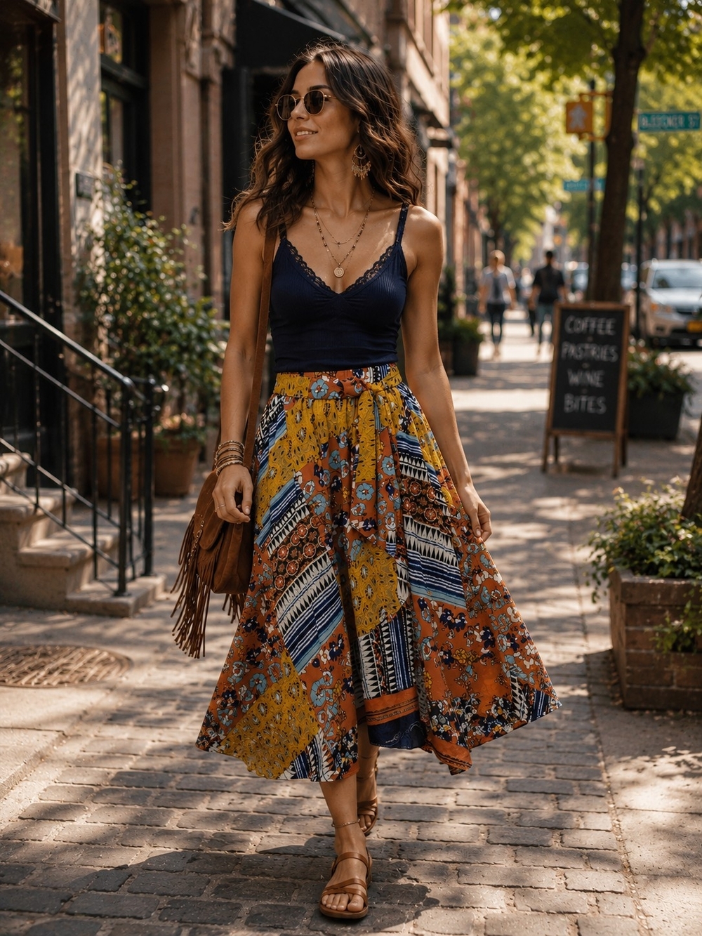 Truly 4 You Patchwork Boho Midi Skirt – Size Small